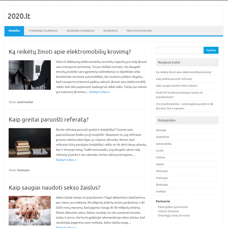 Teksto talpinimas į 2020.lt
