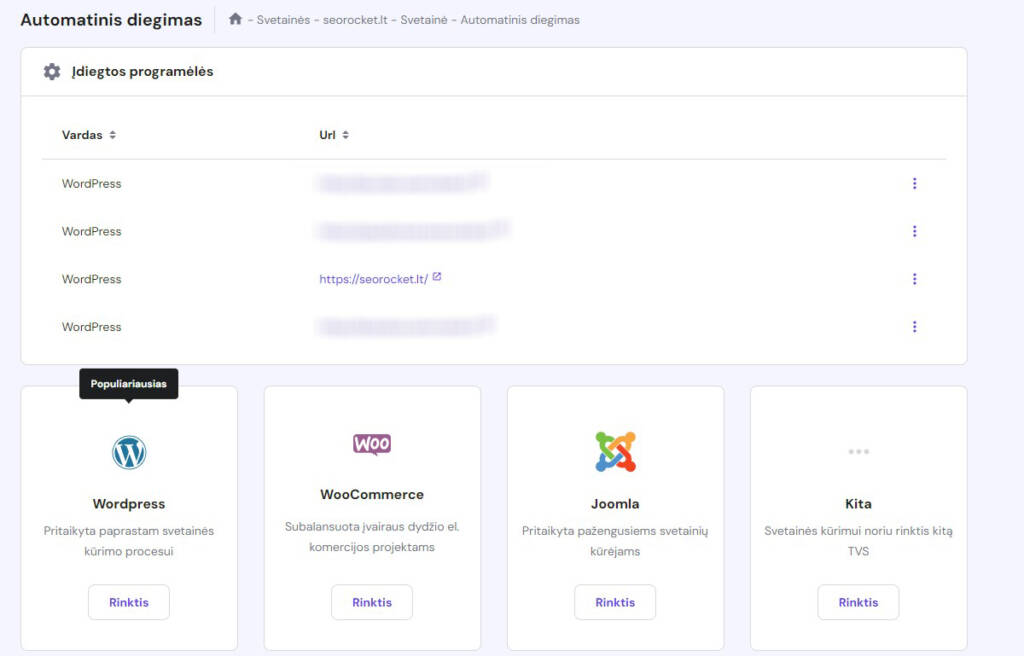 Automatinis WordPress diegimas