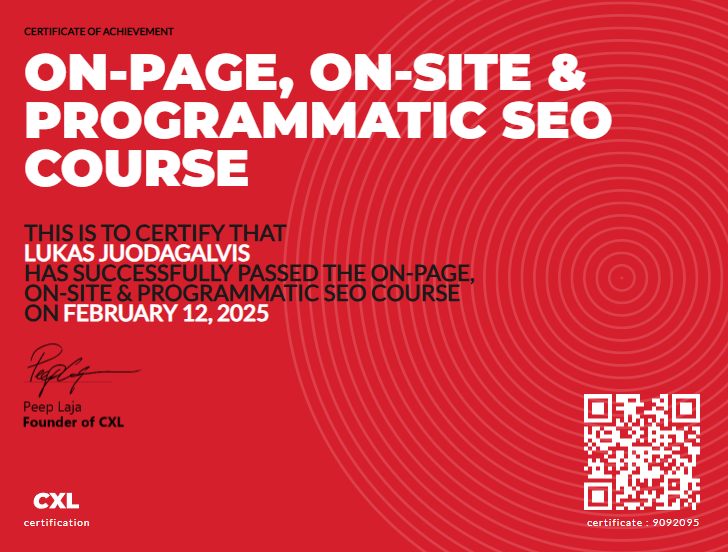 On-Page, On-Site & Programmatic SEO course