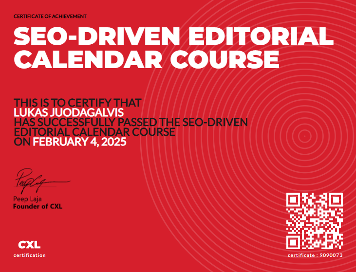 SEO-Driven Editorial Calendar course