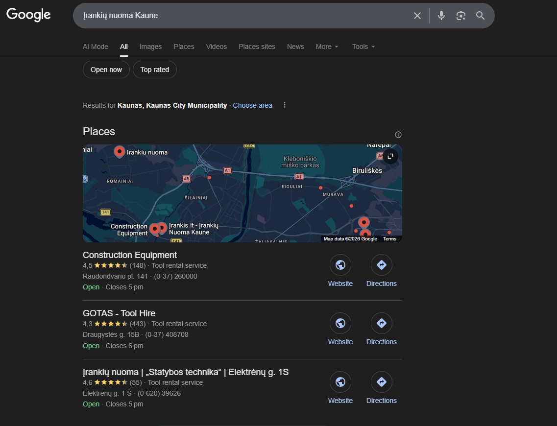 Įrankių nuoma Kaune užklausa