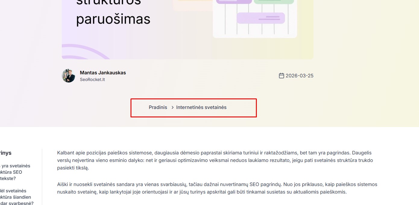 Navigacijos kelio pavyzdys