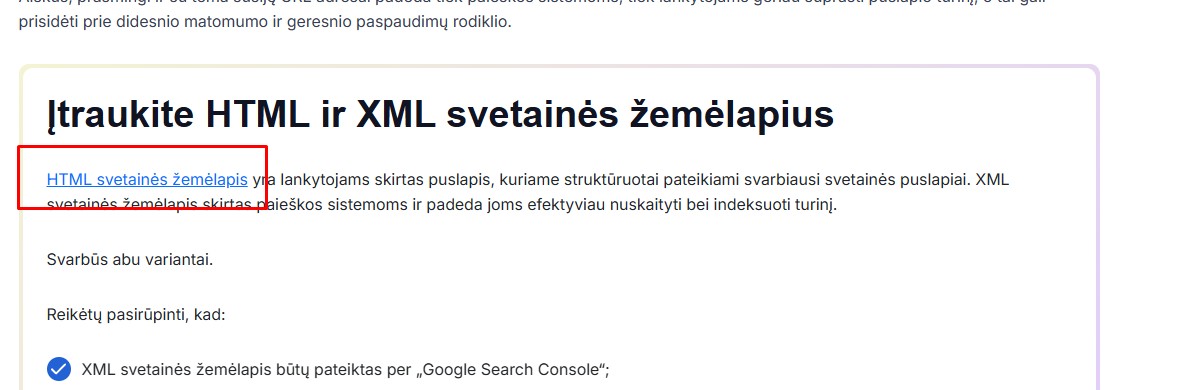 Vidinio linkavimo pavyzdys